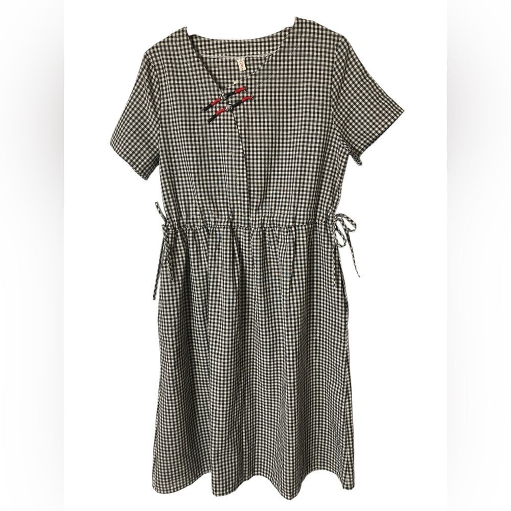 Gingham Dress New with Tags Size M Black and White Checks Summer Sweet Kawaii